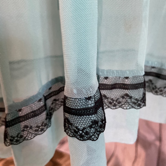 WOMEN'S SIZE LARGE CHEMISE LINGERIE SEA FOAM GREEN BLACK TRIM - Picture 5 of 8